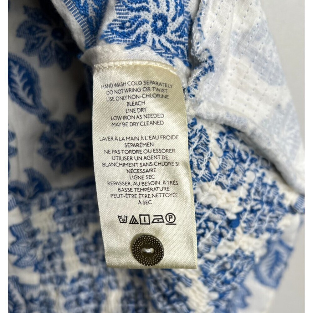 Anthropologie Blue Motif Embroidered Tie-Waist Blouse Size Large - Picture 7 of 8